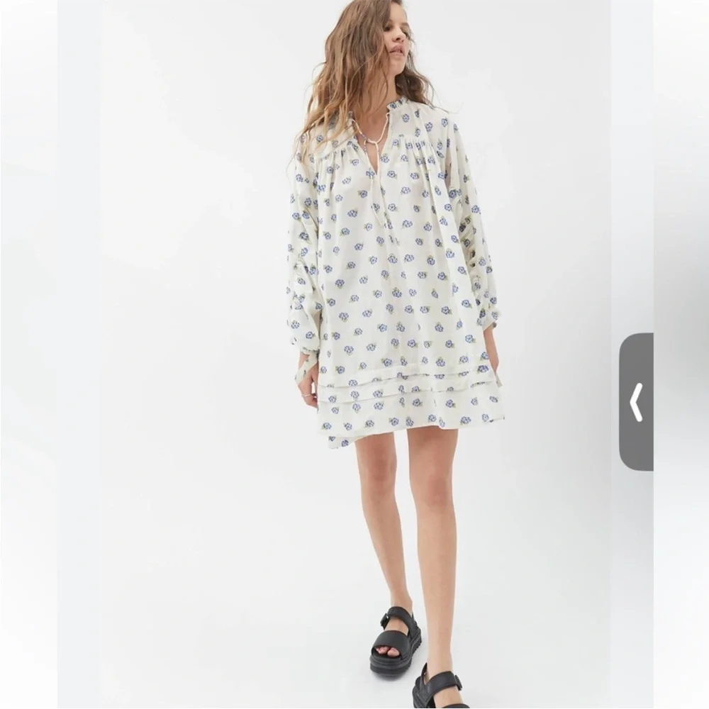 Urban outfitters Jai Embroidered Babydoll Mini Frock Dress - Picture 2 of 6